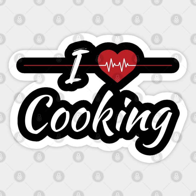 I Love Cooking Cute Red Heart Sticker by SAM DLS